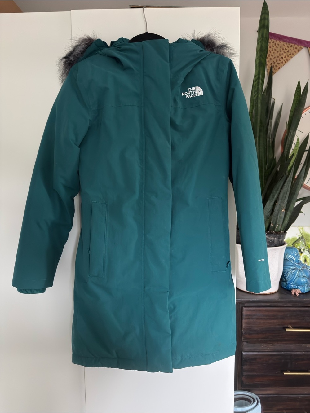 The North Face Teal Artic Parka with Faux-Fur Hood